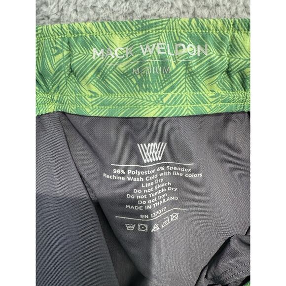 Mack Weldon Trunks Mens Swim Shorts Medium Green Leaf Print Lined Board - Picture 7 of 9